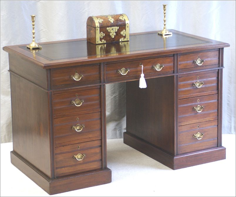 2062 Small Antique Walnut Pedestal Desk JAS Shoolbred (2)